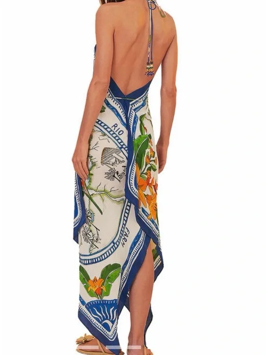 FARM Rio Blue, Green & White Tropical Destination Dress - Picture 2 of 7